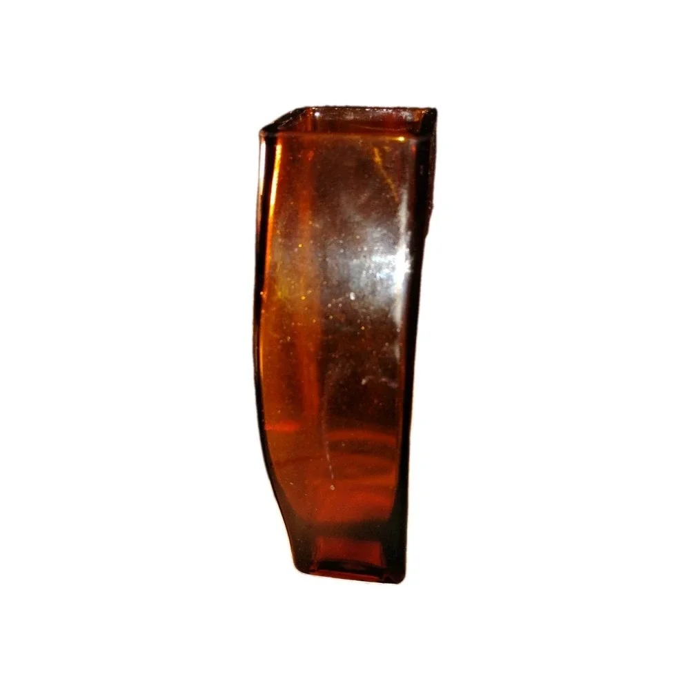 Hometrends Amber Clear Glass Vase Wave Petal Shaped MCM Discontinued Unique Rare